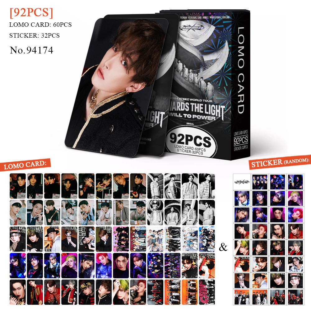 92pcs Cartão fotográfico em caixa ATEEZ Novo Álbum THE WORLD EP