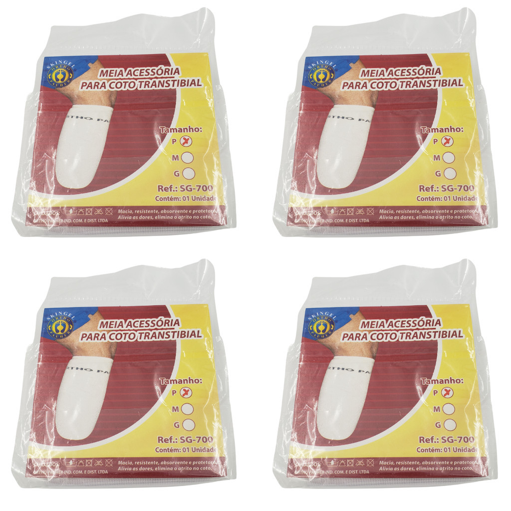4 Meias Coto Transtibial Ortho Pauher Próteses Amputados Conforto Proteção Algodão Macio Anti Atrito