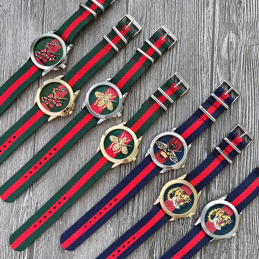 Relógio de Moda Faixa de Nylon Fashionable All-Match Casual de duas mãos