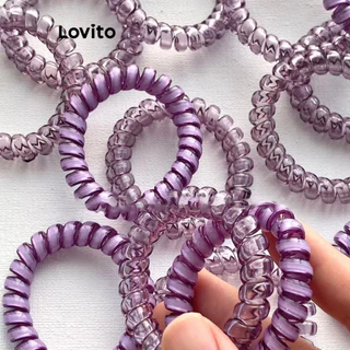 Lovito Laços de cabelo roxos lisos e fofos casuais para mulheres LFA44645