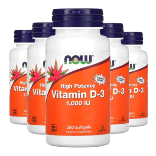 Kit 5x Vitamina D3 1.000UI Now Foods Vit D-3 360 Softgels /Made in Usa