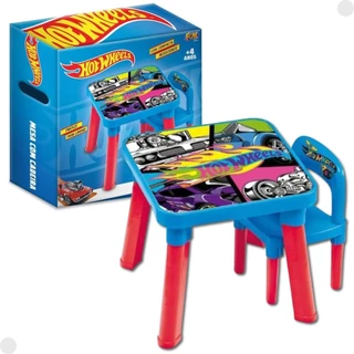 Mesa de Atividades Hot Wheels C/ Cadeira Para Crianças F0164-1 - Fun