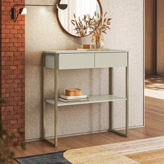 Aparador Buffet Balcão Industrial Dijon Sala de Estar 2 Gavetas Off White - Olivar Móveis