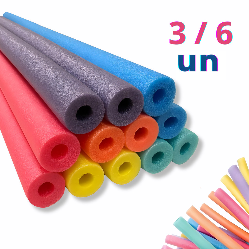 Kit 3/6 Bóia Macarrão Flutuador 165cm Espaguete Flexível Colorido Sortido / Piscina Água Praia