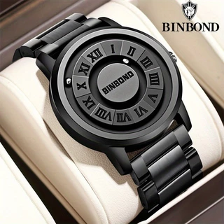 BINBOND Tecnologia Preta Novo Conceito Criatividade Personalizada Suspensão Magnética Relógio De Quartzo Masculino Moda