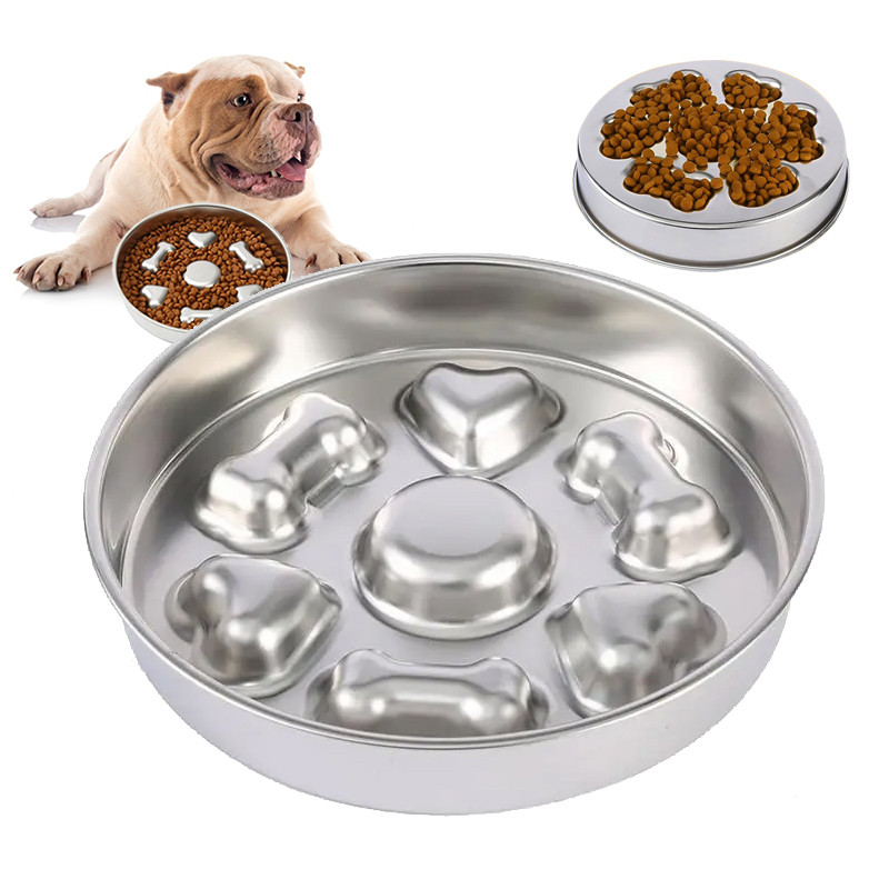 Newpet Comedouro Lento Educativo Interativo inox Linha Premium Cachorro Gato Alta Qualidade Antiderrapante Pet

