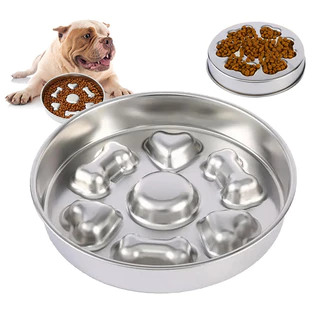 Newpet Comedouro Lento Educativo Interativo inox Linha Premium Cachorro Gato Alta Qualidade Antiderrapante Pet
