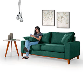 Sofá Living Istambul em Suede Essencial Estofados em Oferta na Shopee