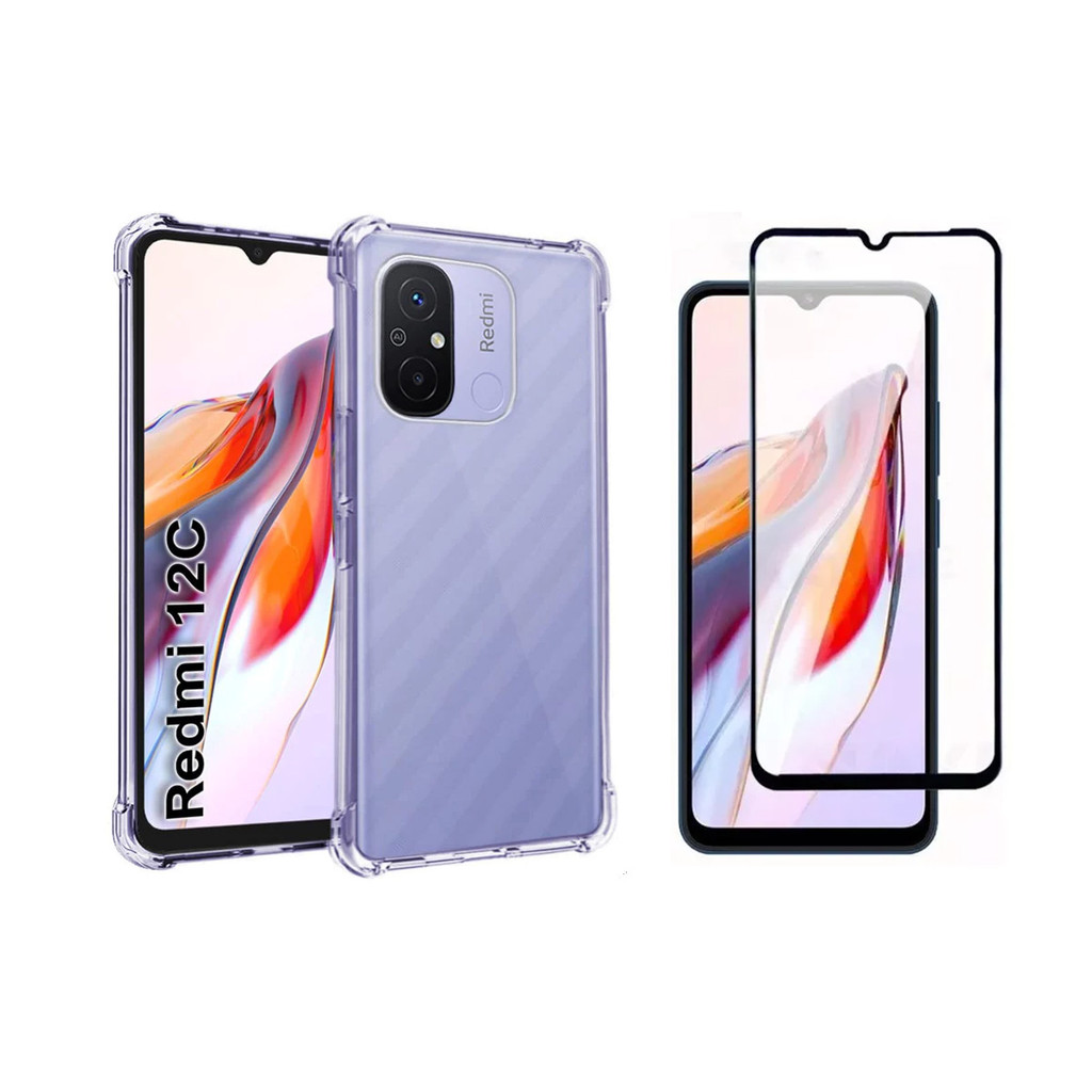 Capa Case Capinha Anti Impacto Para Redmi 12C + Película 3D Vidro Temperado