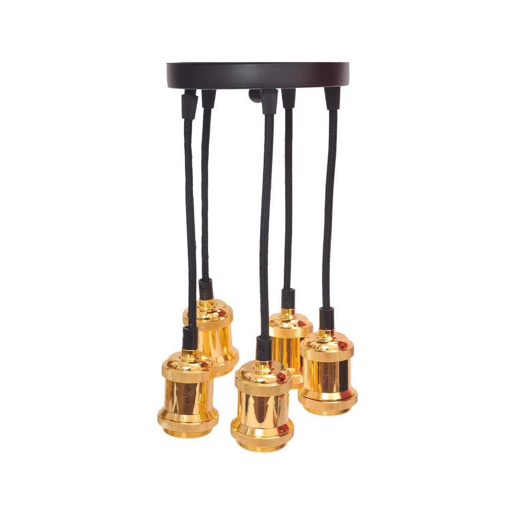 Luminaria Pendente Benjamin 5xE27 Ouro Brilho Avant