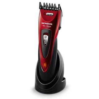 Máquina de Cortar Cabelo Mondial Flex Clipper Lâminas em Aço Inox 10W Vermelho/Preto Bivolt - CR-04 em Oferta na Shopee