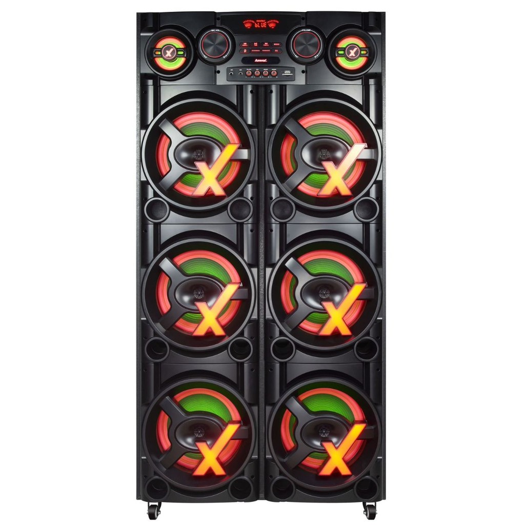 Torre Som 5500W Amvox ACA 5500 Paredão New X Sextuplo Woofer 10 TWS Led USB Bivolt Bluetooth