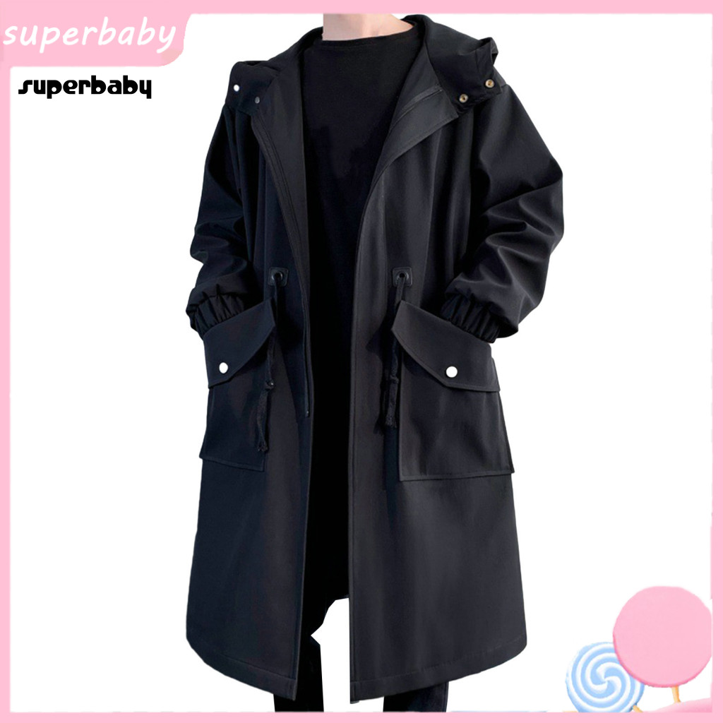 Men Hooded Windbreaker Fade-resistant Jacket Stylish Men's Trench
