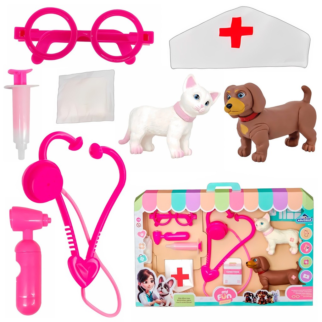 Brinquedo De Médico Pet Com Cachorro Gato E Kit Veterinário Completo ...