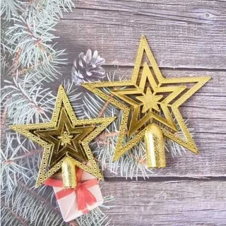 Ponteira de Árvore de Natal Estrela Vazada Plástica 14x13,5cm – Dourada ou Vermelha