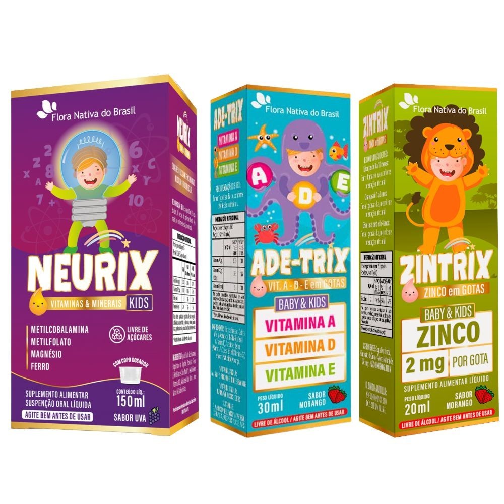 KIT NEURIX + ADE-TRIX + ZINTRIX - Flora Nativa | Shopee Brasil