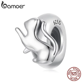 Bamoer Original 925 Prata Esterlina Pingente Gato Silicone Espaçador Grânulo Acessório Série Pulseira em Oferta na Shopee