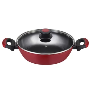 Panela Caçarola Rasa 28cm Antiaderente Revestimento Cerâmico Fundo Indução Vermelho Oxford em Oferta na Shopee