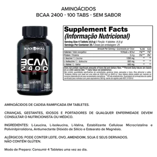 Bcaa 2400 Black Skull 100 Tabletes Aminoácidos