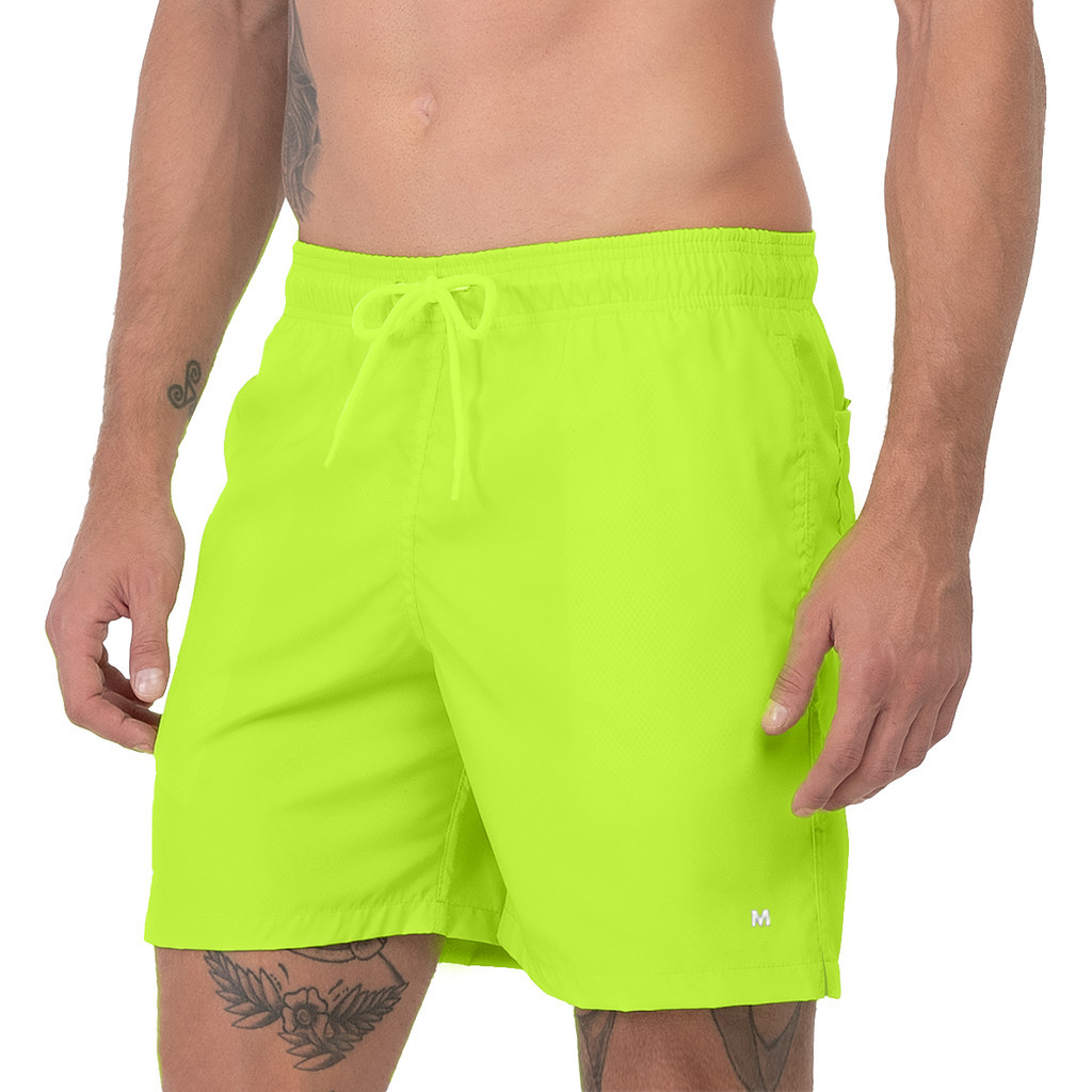 Short Elastano Liso Neon Moda Praia Piscina Mash