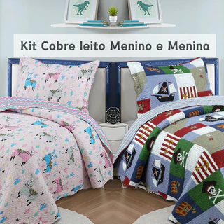 Kit Cobre Leito Colcha Infantil Menina e Menino.