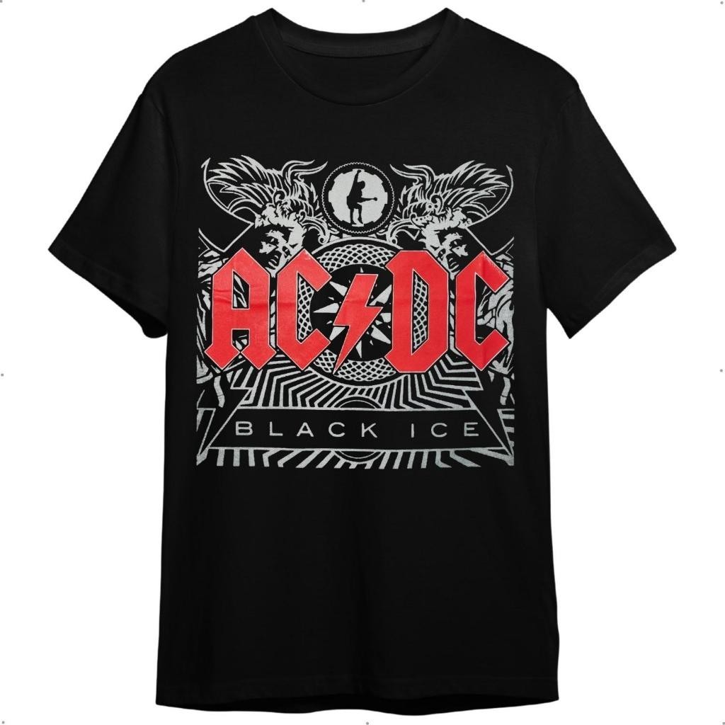 Camiseta AC DC AC/DC ACDC Black Ice Preta Banda De Rock Masculina E ...