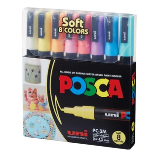 Estojo Caneta Posca Marcador Ponta 3m - 8 Cores Soft Colors
