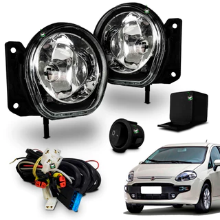 Kit Farol Auxiliar Milha Fiat Punto 2012 2013 2014 Botao Tic Tac