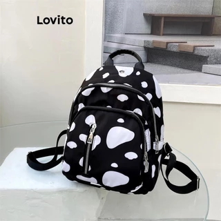 Lovito Mochila casual simples com padrão de leite para mulheres LFA45317