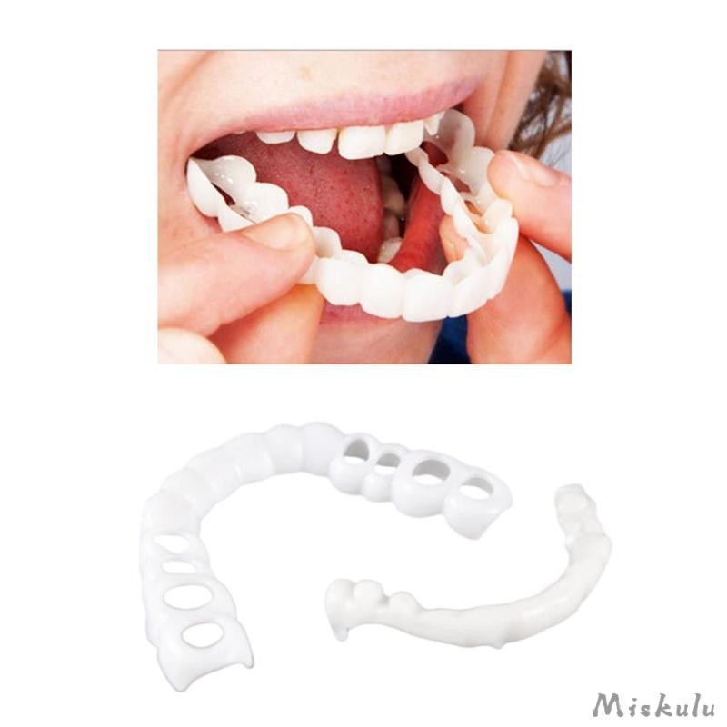 [Miskulu] Dentaduras De Silicone De Facetas Falsas Superiores/Baixas Em Gel-2 Tipos A Escolher