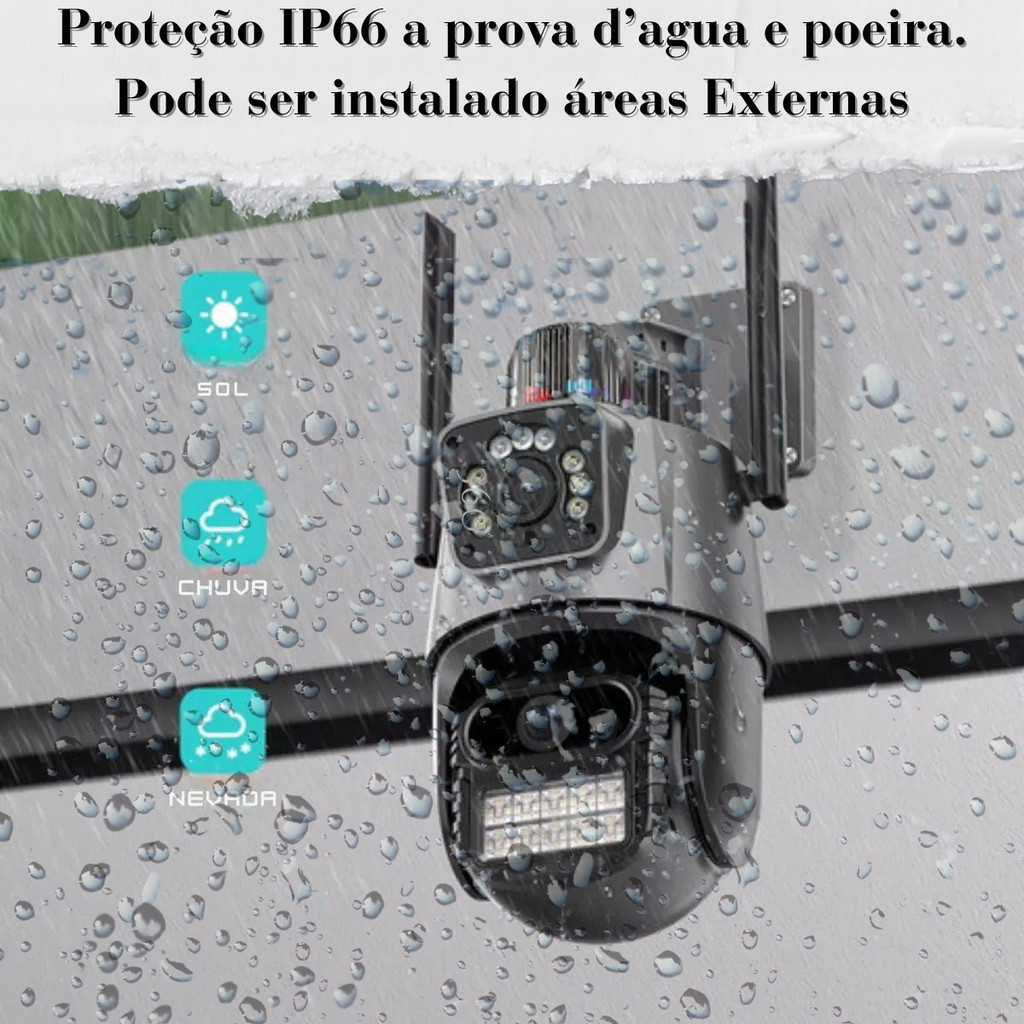 câmera de segurança wi-fi camera fotografica digital celular WiFi 360° 2 Lentes Full HD Visão Noturna Alerta Humano