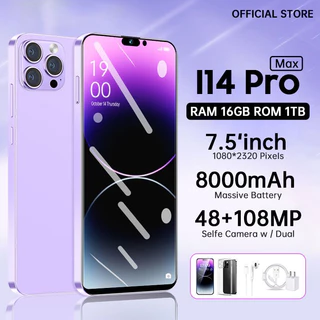 Novo Smartphone i14 pro Max 7.3 Polegadas Tela Cheia 4G/5G OLED NFC ID 16TB + 1TB 7000mAh Versão Global Do Telefone Móvel
