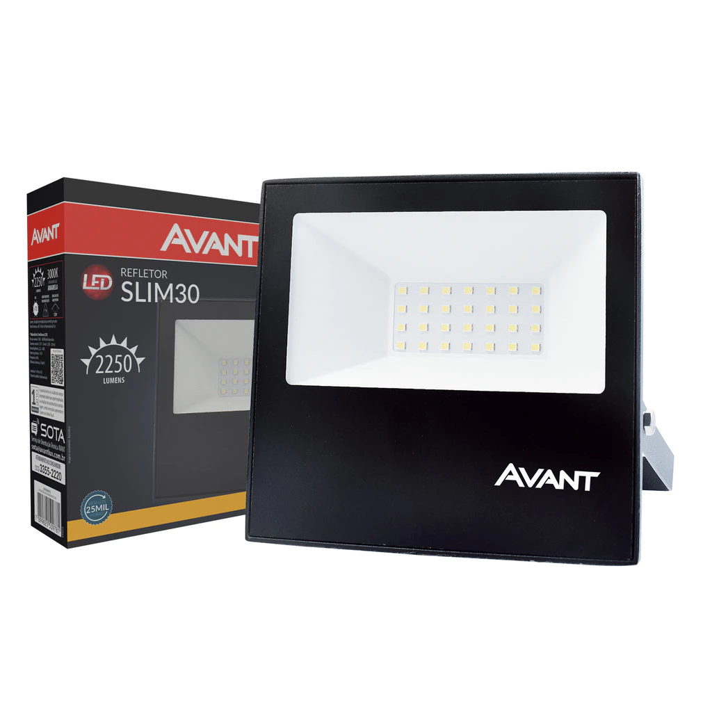 Refletor Led Slim 30w 2250lm 3000k Bivolt Ip65 Avant