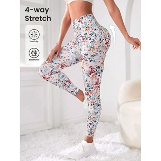 Lovito Legging esportiva com estampa listrada esportiva para mulheres LNL77135