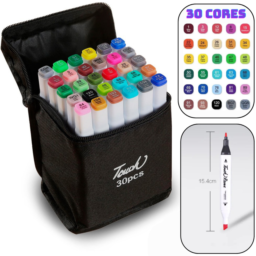マーカーMARKER COMP30.0 コンプ30.0【選手用2セット】 Marcadores Canetinhas Coloridas Escolar Ponta Dupla 30 Cores