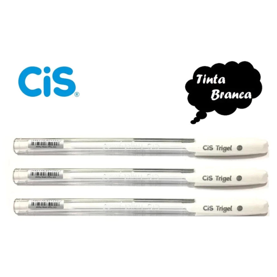 Caneta Gel Cis Trigel Gelyx Branca 0.8mm Kit com 3 unidades | Shopee Brasil