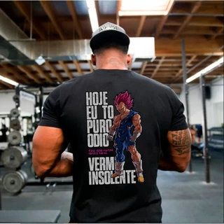 Camiseta Oversized Top Treino Puro Odio Vegeta verme Confortavel Premium Academia Maromba Anime
