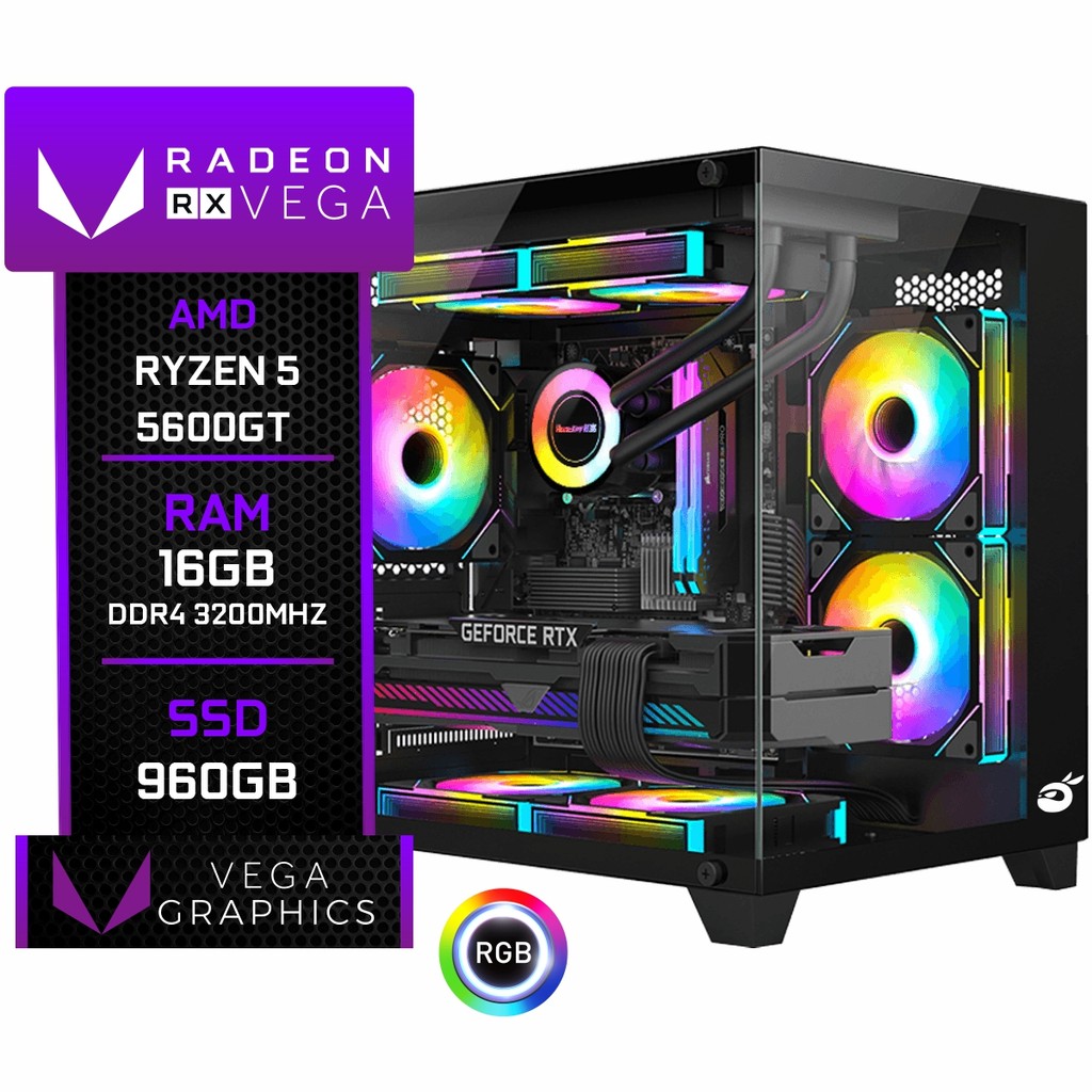 Foto de PC Gamer Ninja Trigger, AMD Ryzen 5 5600GT, 16GB DDR4, SSD 960GB