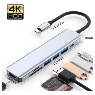 HUB 7 em 1 Tipo C USB HDTV 4K 30Hz Vídeo USB 3.0 USB 2.0 SD TF Cartão Slot Leitor de Dados USB-C em Oferta na Shopee