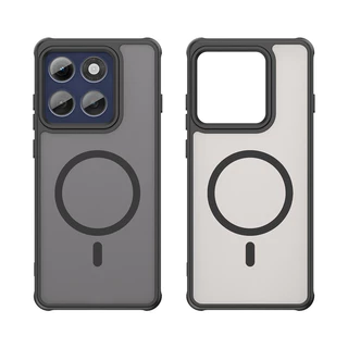 Para Motorola MOTO Edge 60 Pro Caso ELVEV Airbags Escovado Duro PC Fosco Translúcido Sucção Telefone Capa