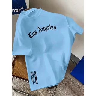 Camiseta Masculina Casual de Algodão com Estampa de Los Angeles Camisa