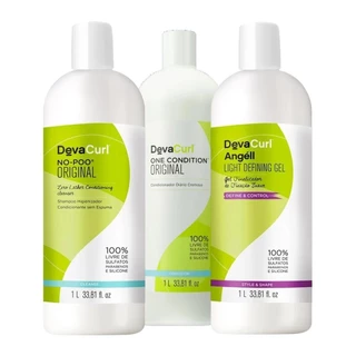 Kit Deva Curl No Poo Shampoo 1L, Condicionador 1L, Finalizador 1L