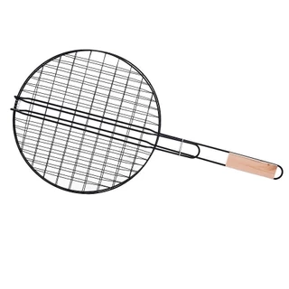 Grelha de Aço Carbono Preto com Cabo de Madeira 31X60CM em Oferta na Shopee