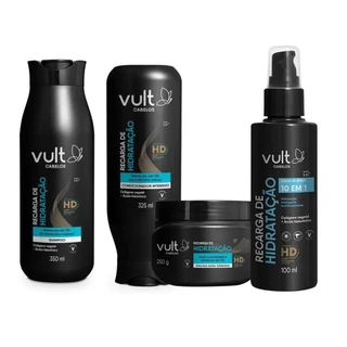 Combo Vult Cabelos Recarga de Hidratação: Shampoo + Condicionador + Máscara + Leave-in (4 Itens)