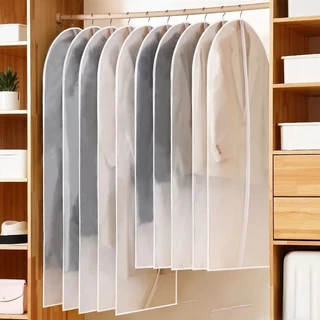 Kit 3 Capas Impermeável Para Terno Jaqueta em EVA Branco Com Zíper Anti mofo Organizador para guarda roupa