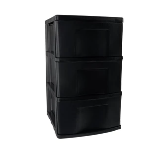 Gaveteiro Chão 3 Gavetas Porta Objetos Organizador Multiuso Preto Modelo Gv-14