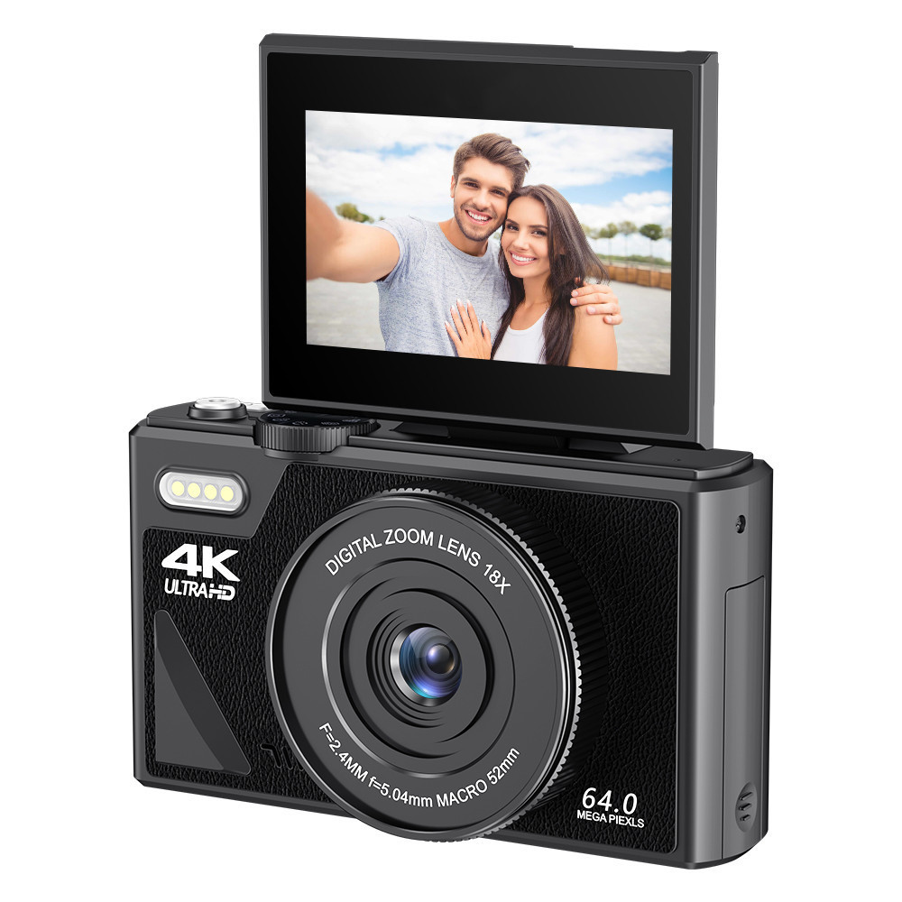 Fotocamera Digitale 64MP Con Schermo Ribaltabile 3" | Video 4K, Zoom Digitale 18x, Ricaricabile, Ideale Per Principianti