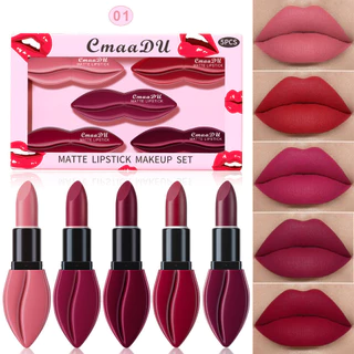CmaaDu 5-Pack Bálsamo Labial Hidratante de Longa Duração, Impermeável e Sem Desbotamento
