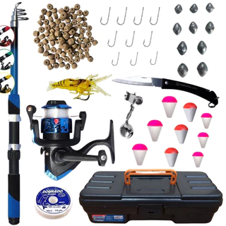 Kit pesca vara + Molinete Ultra Light + Maleta + Acessórios