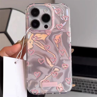 Capa Para iPhone 17 Pro Max 17Air 16 15 13 11 14 12 11 Xs XR Esqueleto Coração Ondas De Água Dura Ondulação Brilho